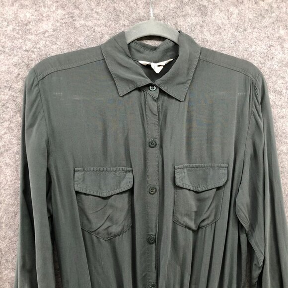 BCBGeneration Long Sleeve Romper Womens S Olive Green Rayon Utility - Picture 3 of 12